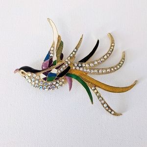 Vintage Rhinestones Golden Bird Brooch